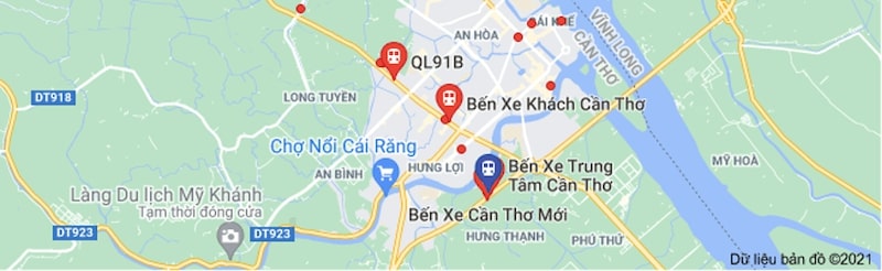 Dữ liệu bản đồ địa chỉ của bến xe Cần Thơ