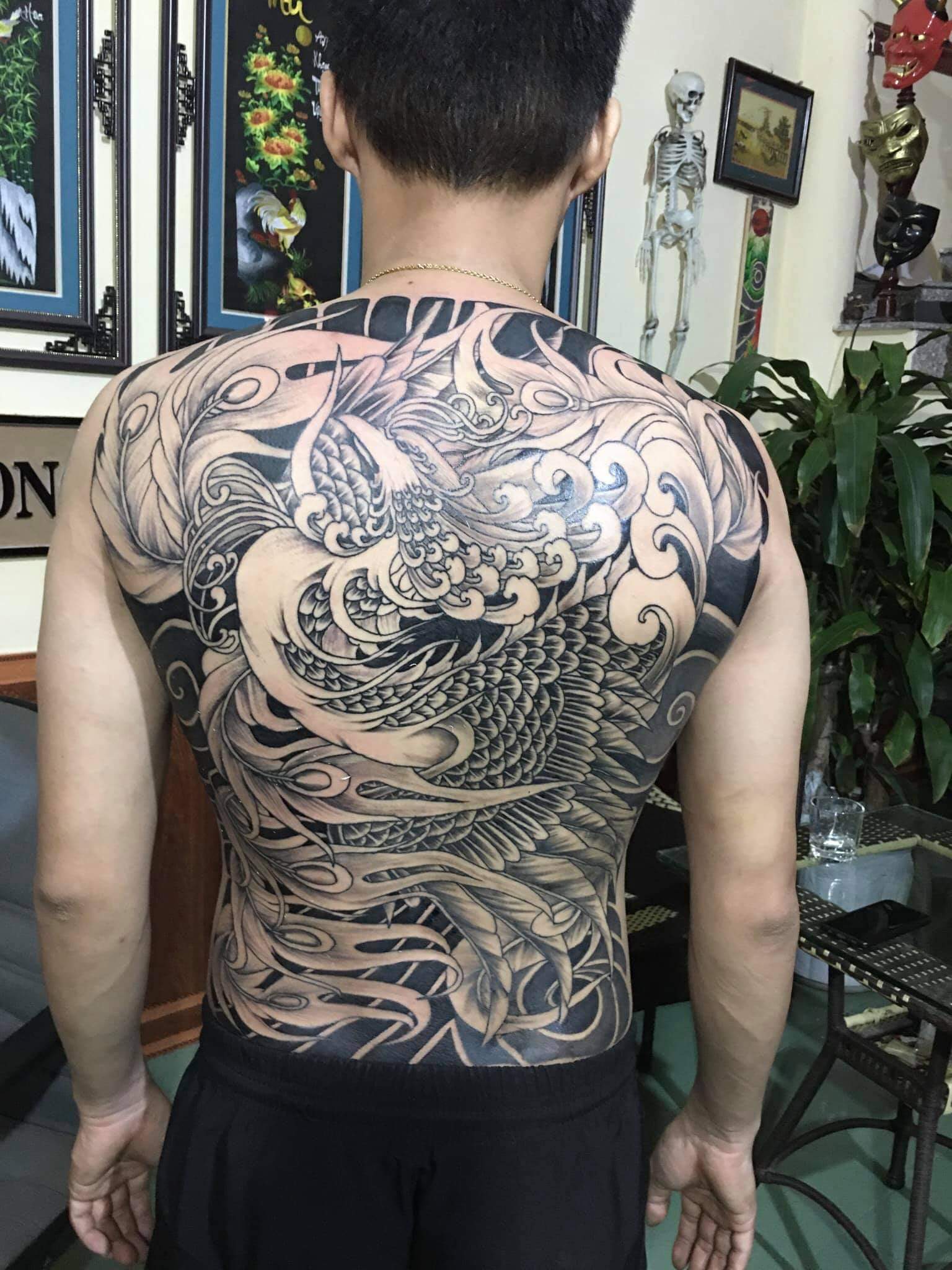 Hình xăm Phượng Hoàng đen trắng đẹp nhất 2022 - DYB