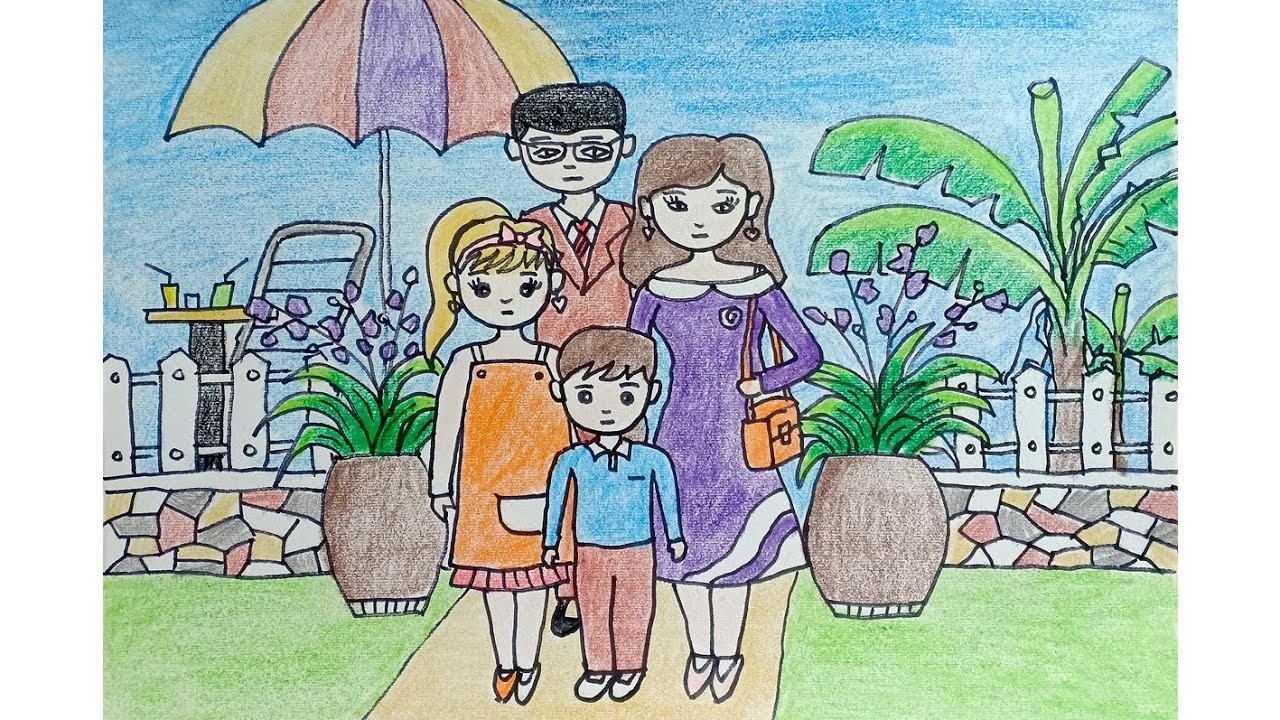hình vẽ tranh gia đình