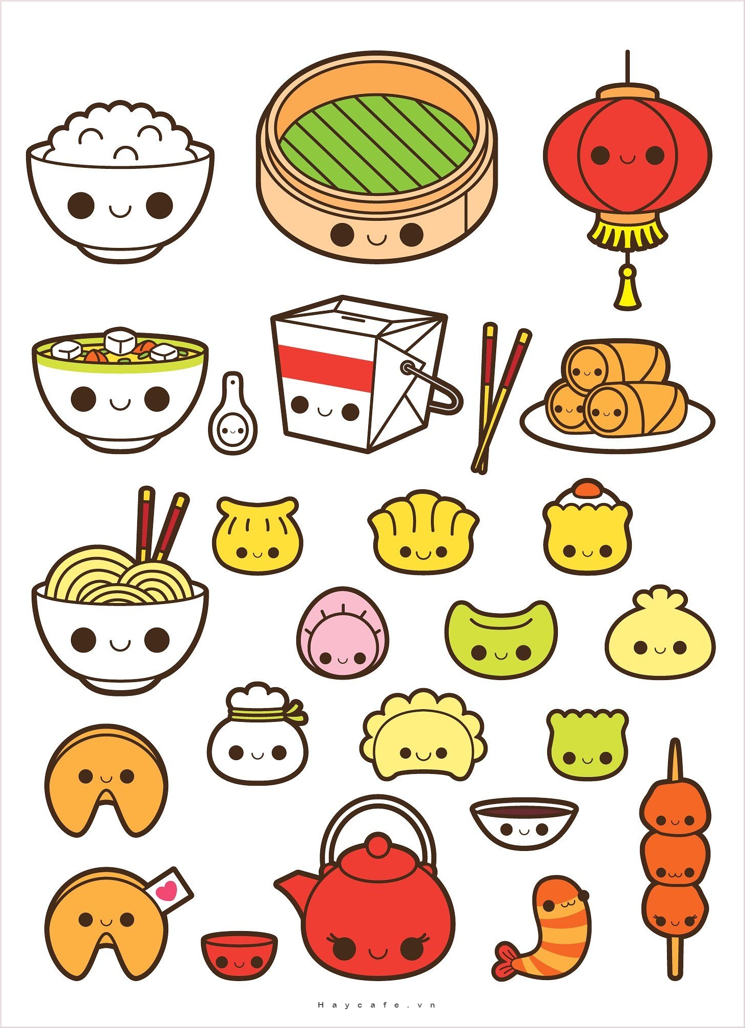 hình vẽ đồ ăn cute đơn giản