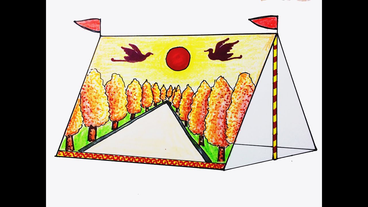hình vẽ lều trại