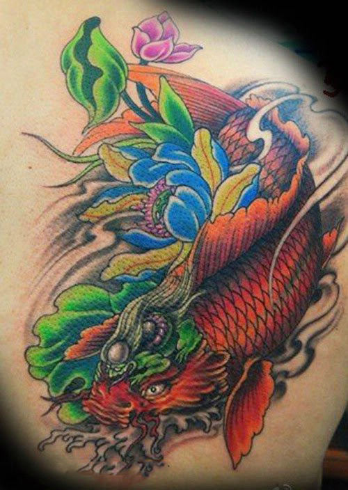 Hình xăm cá chép nhật cổ ở chân